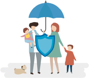 life insurance symbol of family covered by umbrella